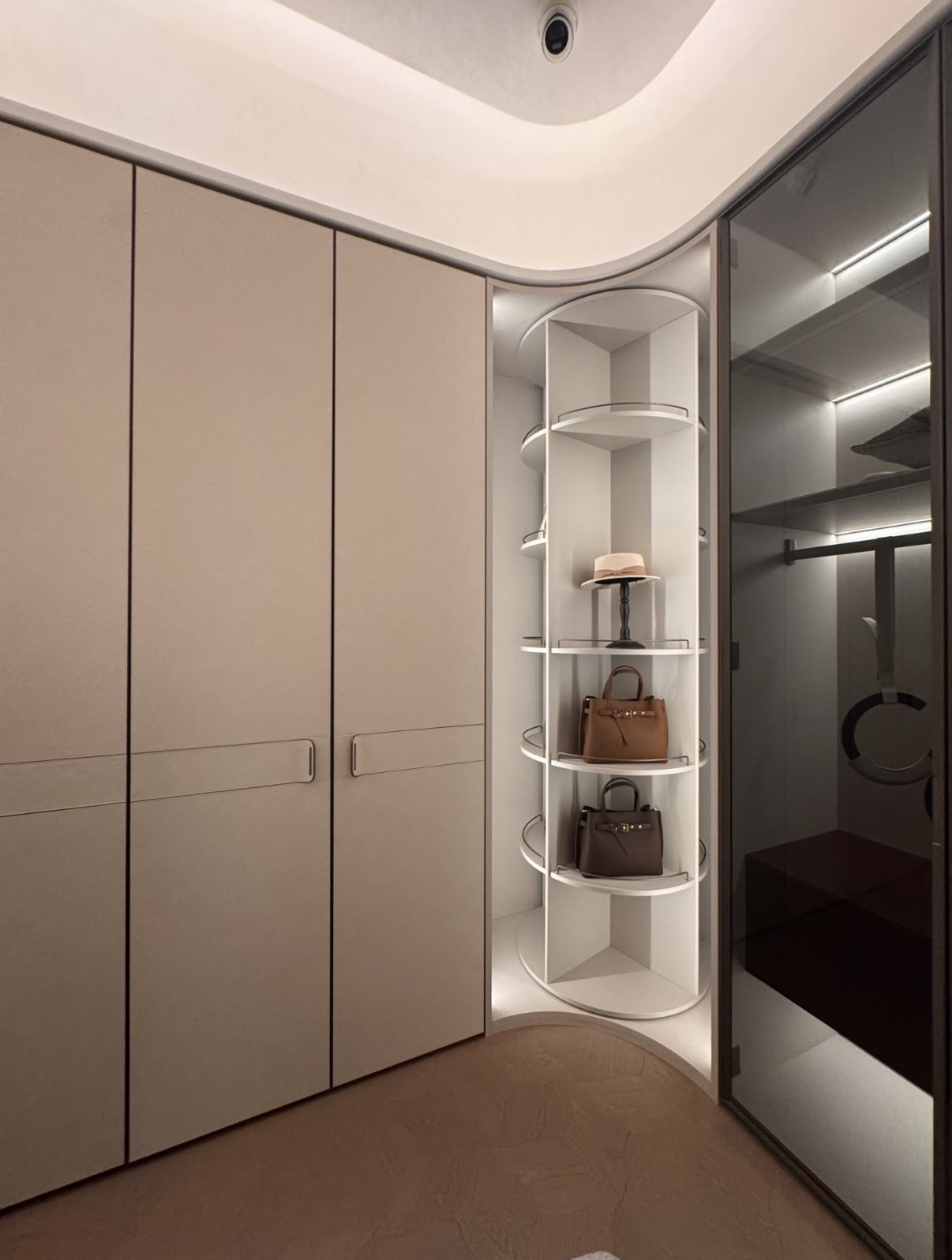 Closet in a light finish